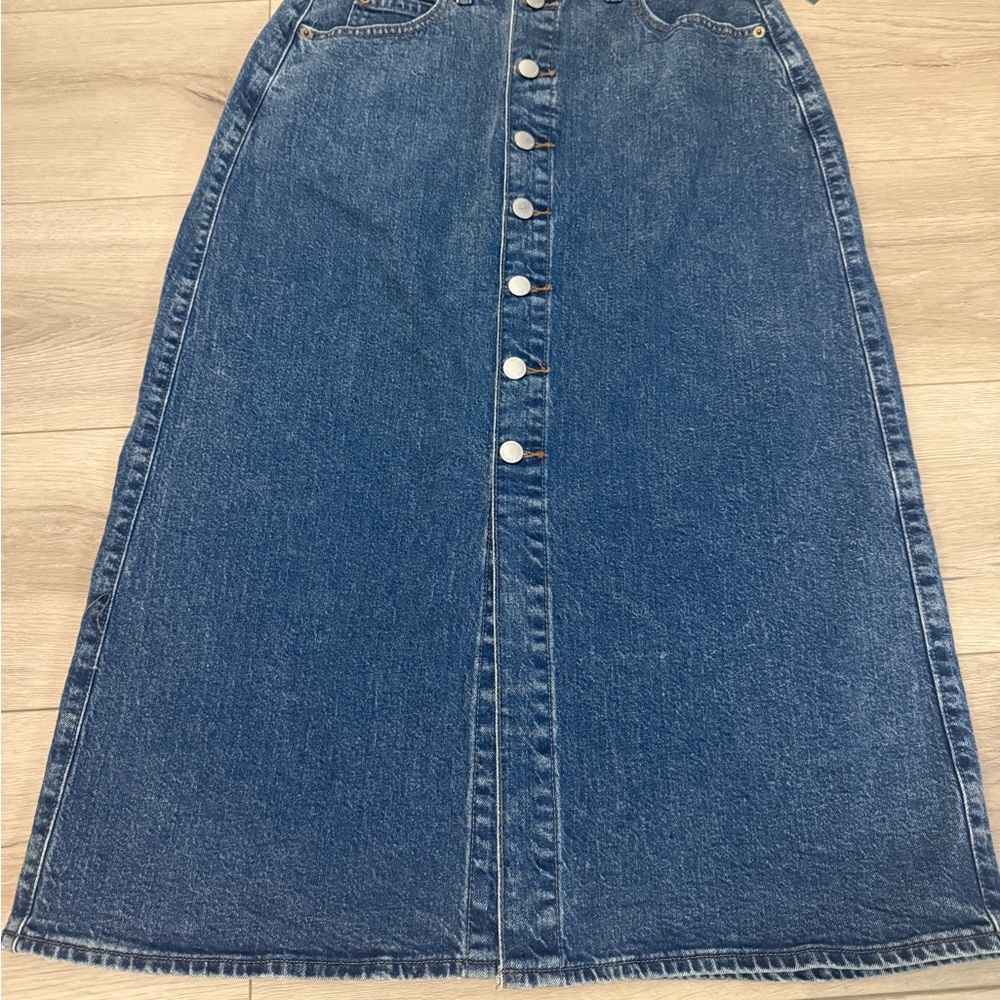 Target Blue Button-Front A-Line Denim Skirt